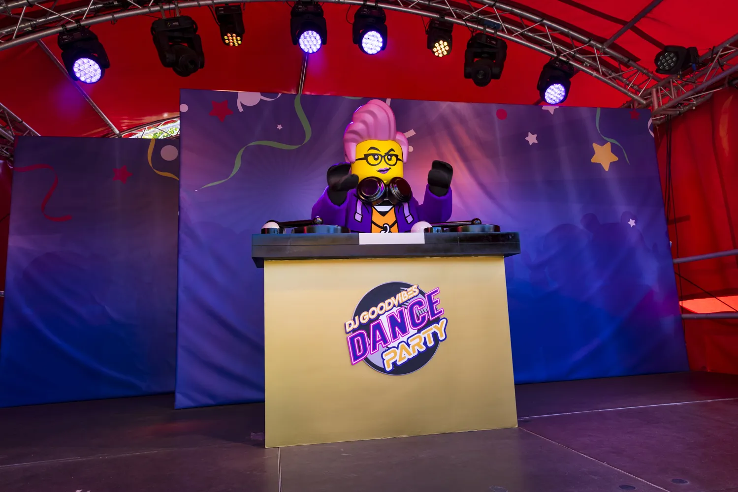 DJ GoodVibes at the dance party at the LEGO Festival