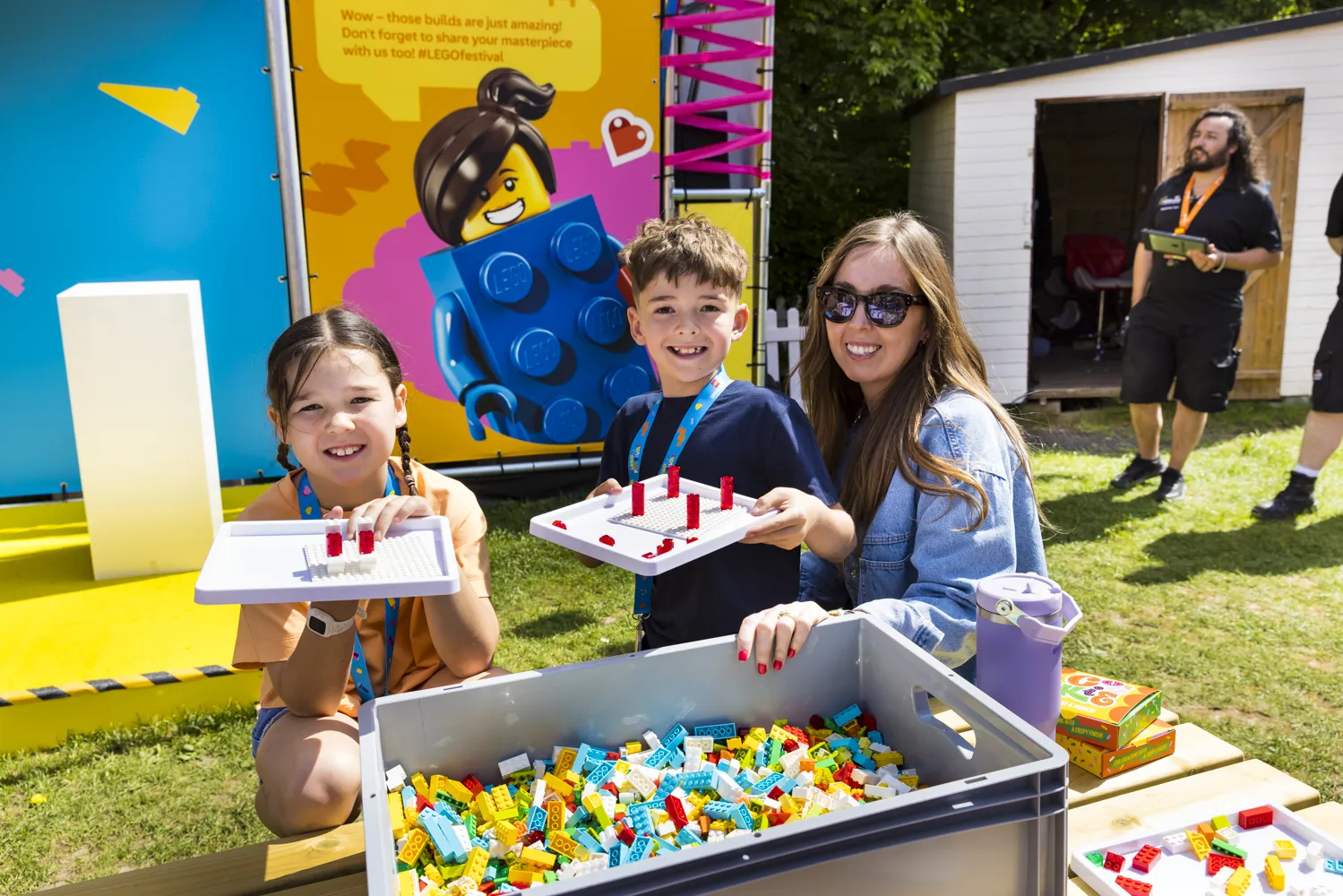 Children play with LEGO bricks at the LEGO Festival in LEGOLAND Deutschland